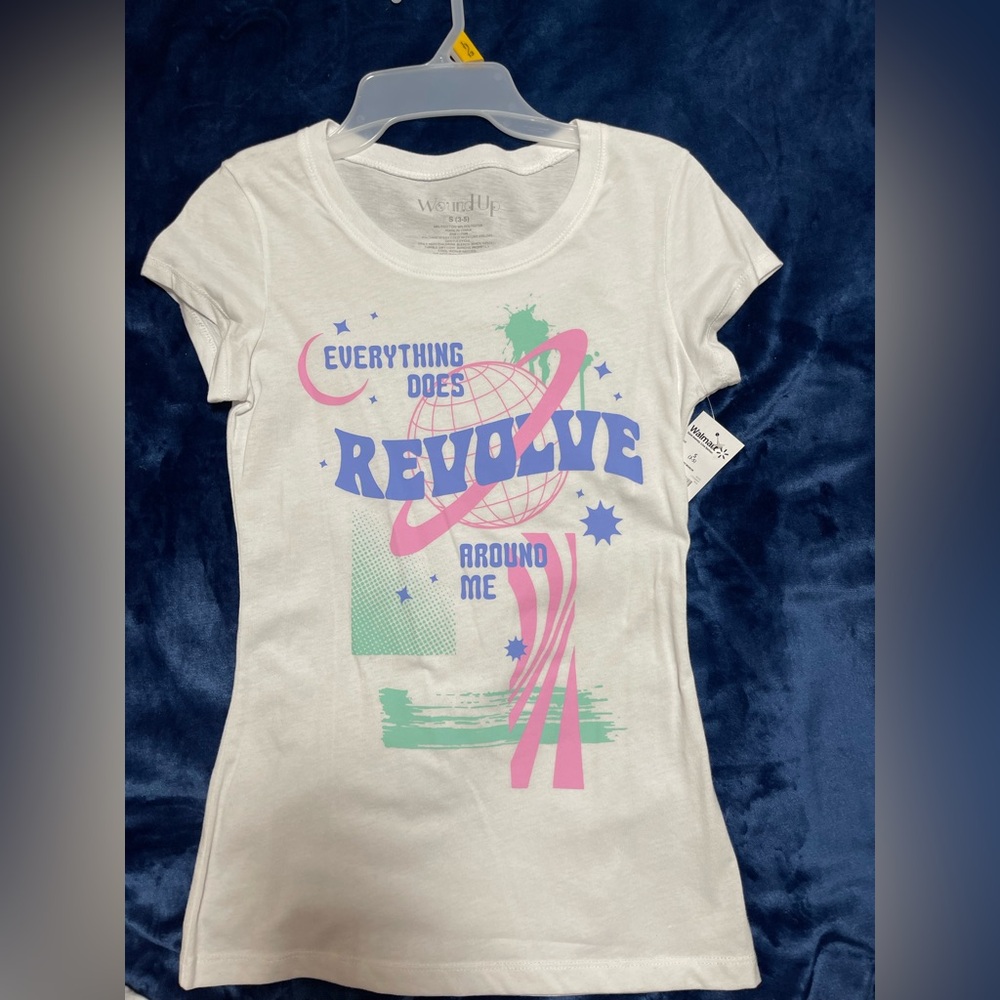 NWT White Graphic Tee with Colorful Print